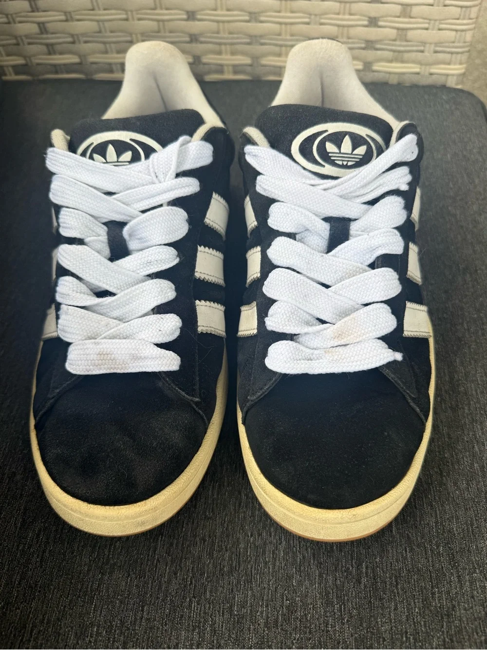 adidas Black and White Suede Low-Top Sneakers